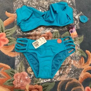 Forever 21 Braided Ruffle Plunge Cheeky Bikini